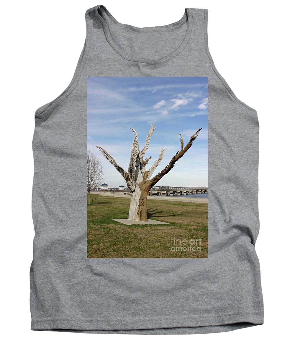Carved Tree Tank Top featuring the photograph Carved Tree Bay St. Louis by Roberta Byram