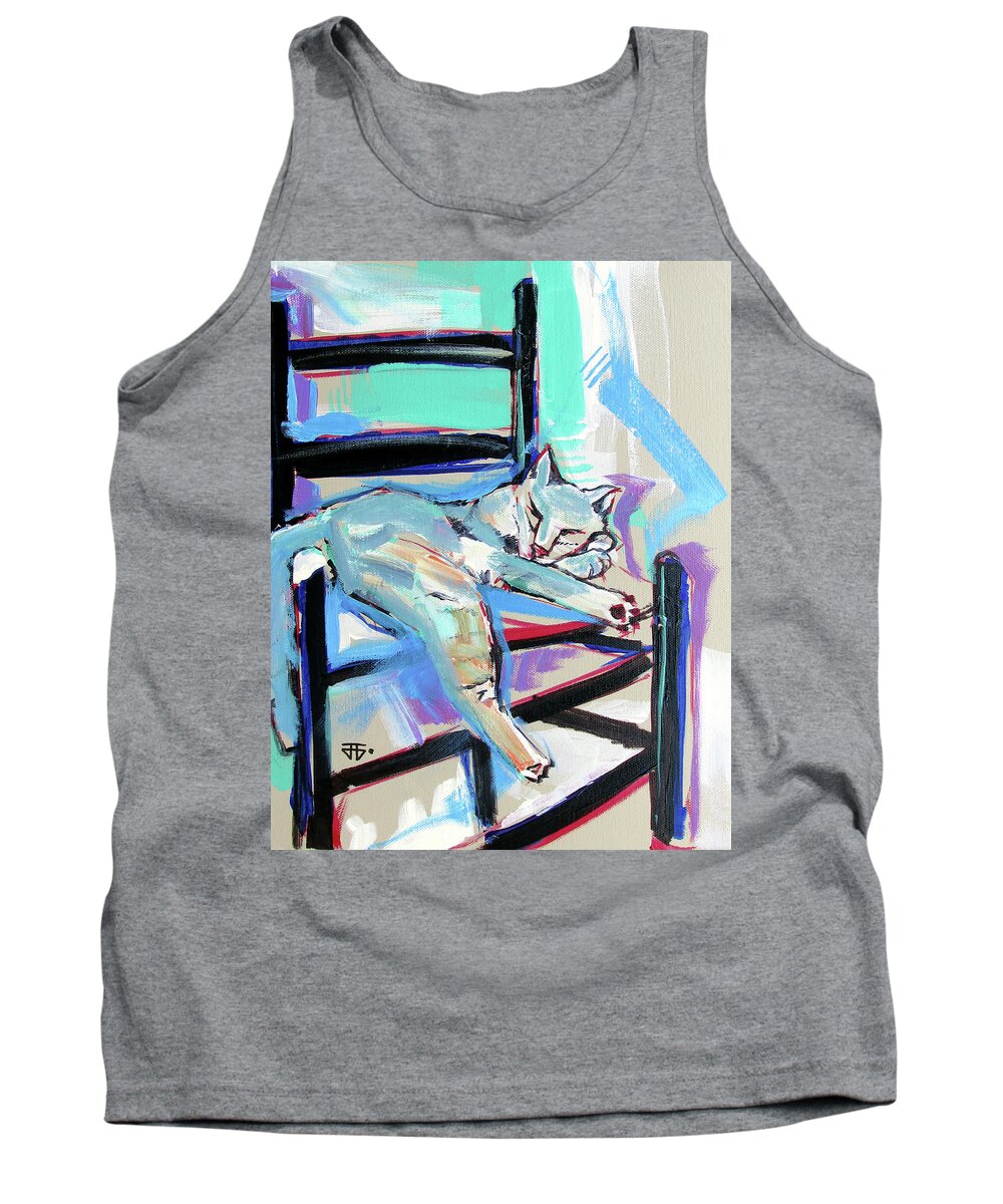 Cat Chair Tank Top featuring the painting Cat Chair by John Gholson