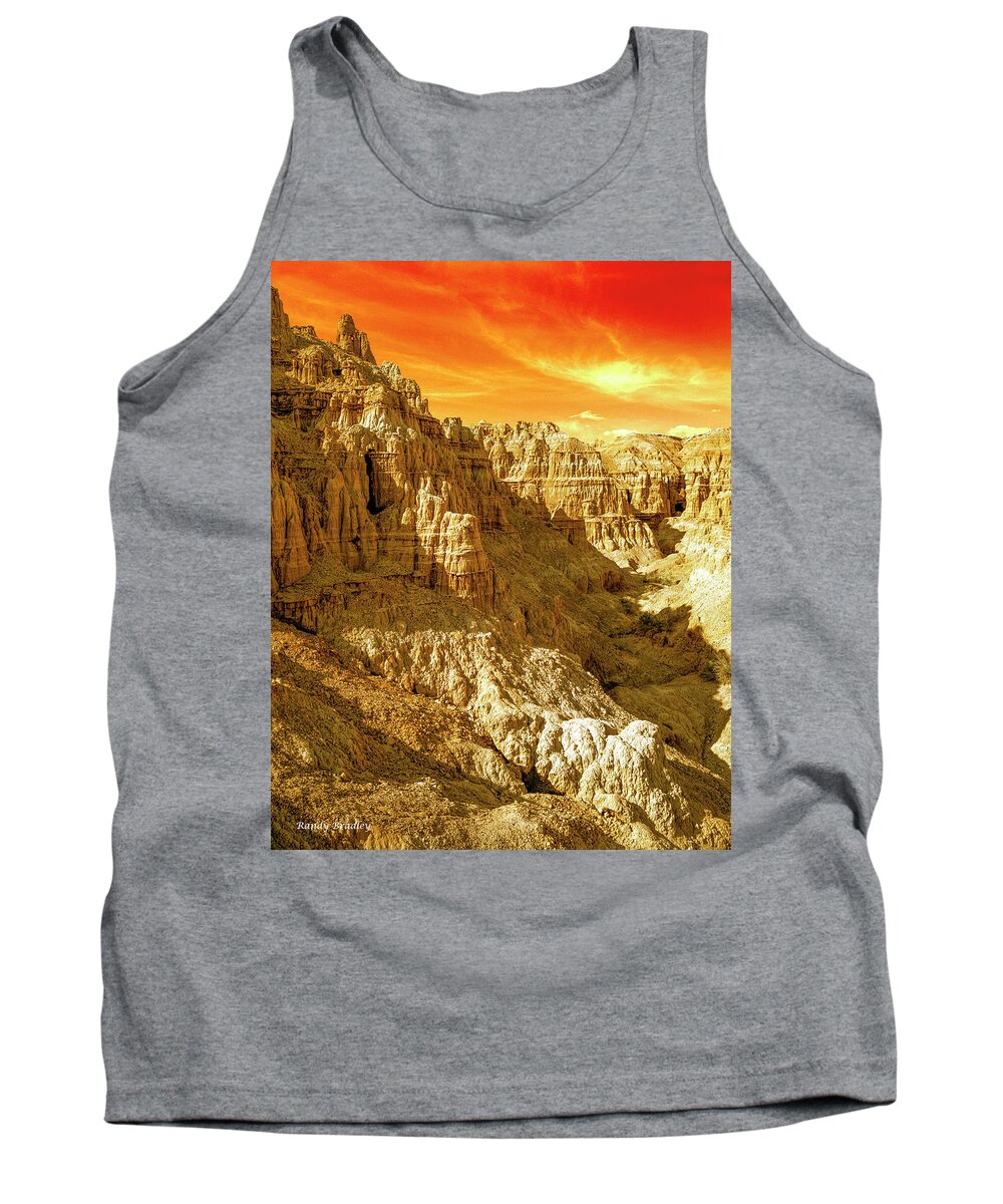 Gorge Tank Top featuring the photograph Cathedral Gorge with Red Sky by Randy Bradley