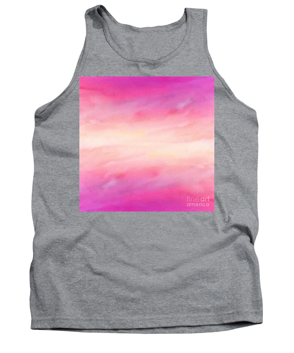 Watercolor Tank Top featuring the digital art Cavani - Artistic Colorful Abstract Pink Watercolor Painting Digital Art by Sambel Pedes
