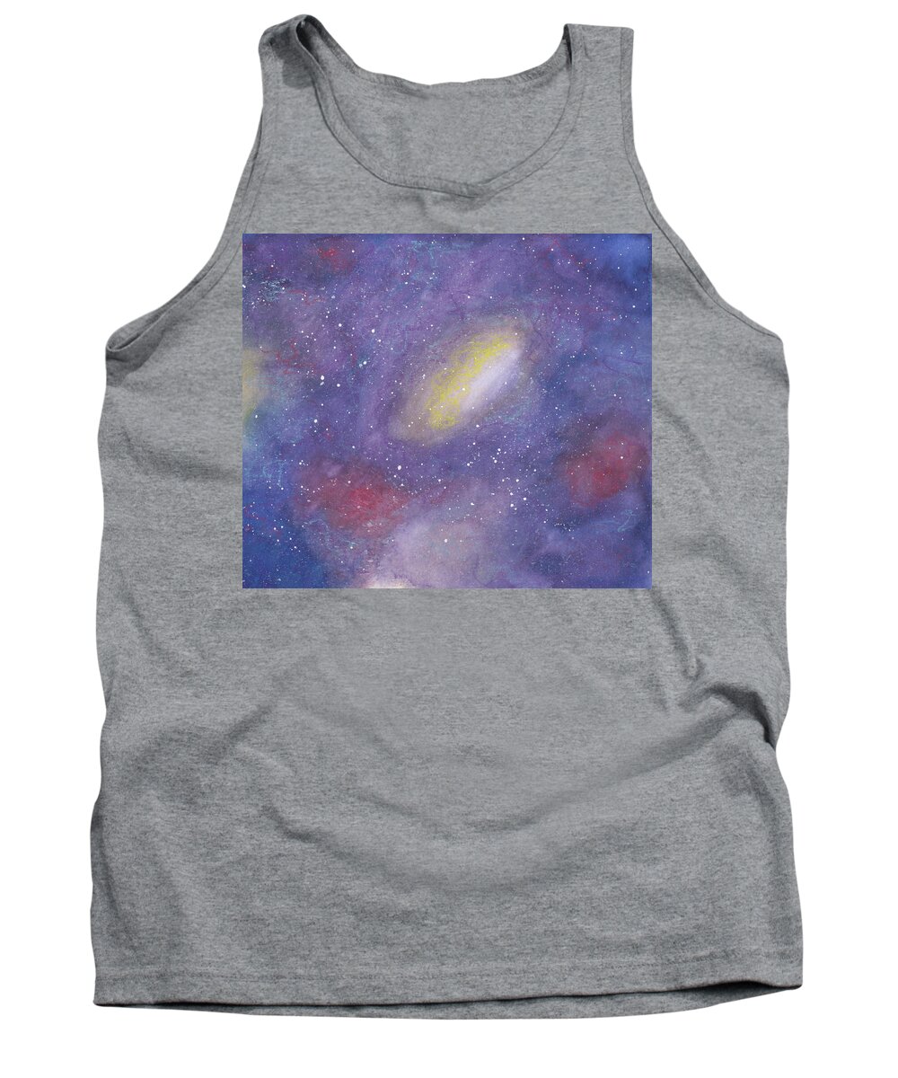 Celestial Tank Top featuring the mixed media Celestial Sky by Anne Katzeff