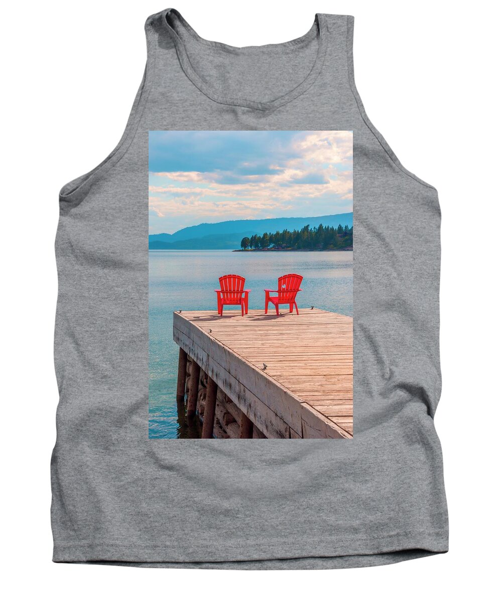 Red Tank Top featuring the photograph Chairs Waiting For You by Pamela Dunn-Parrish