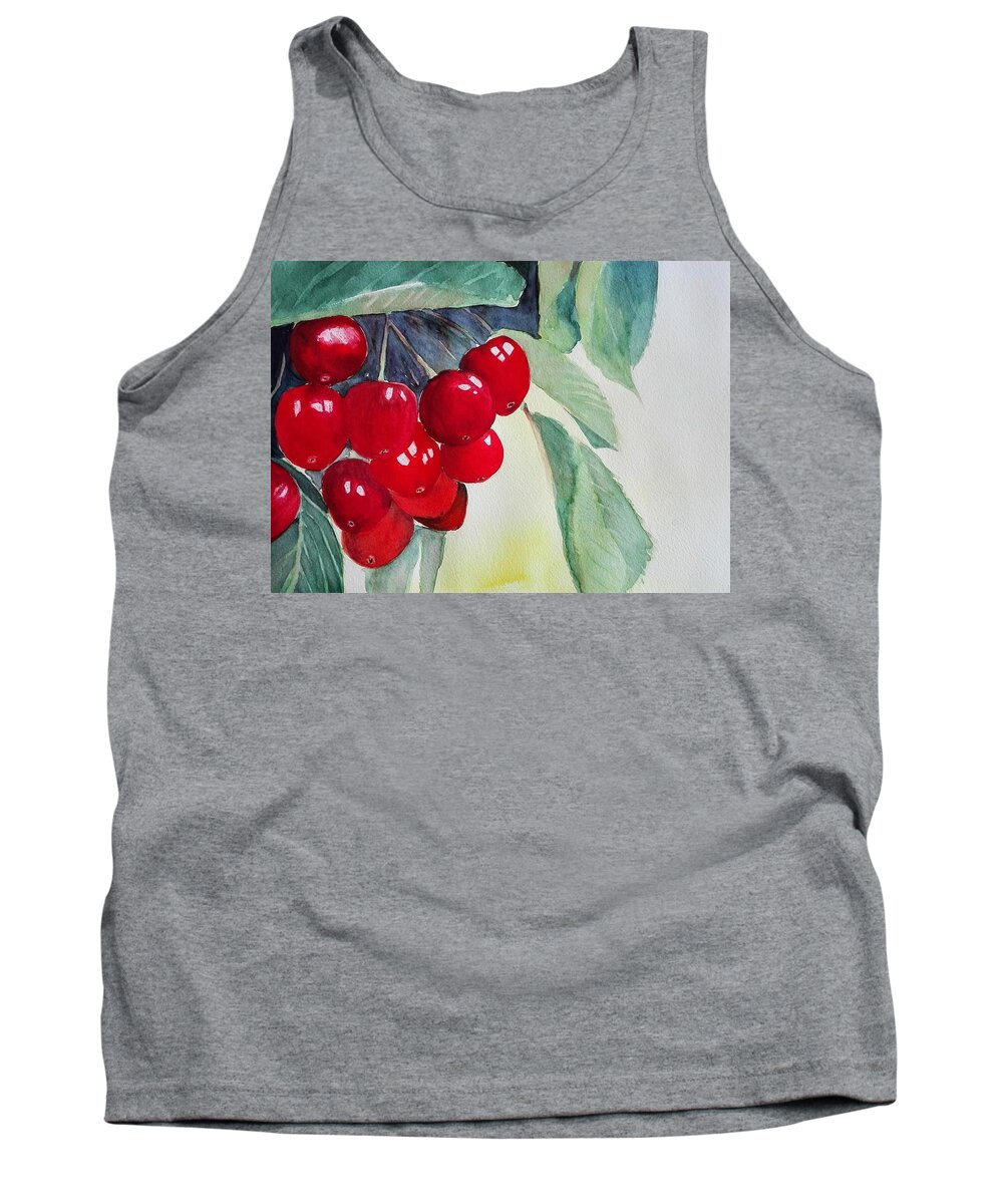 Fruit Tank Top featuring the painting Cherries by Sandie Croft