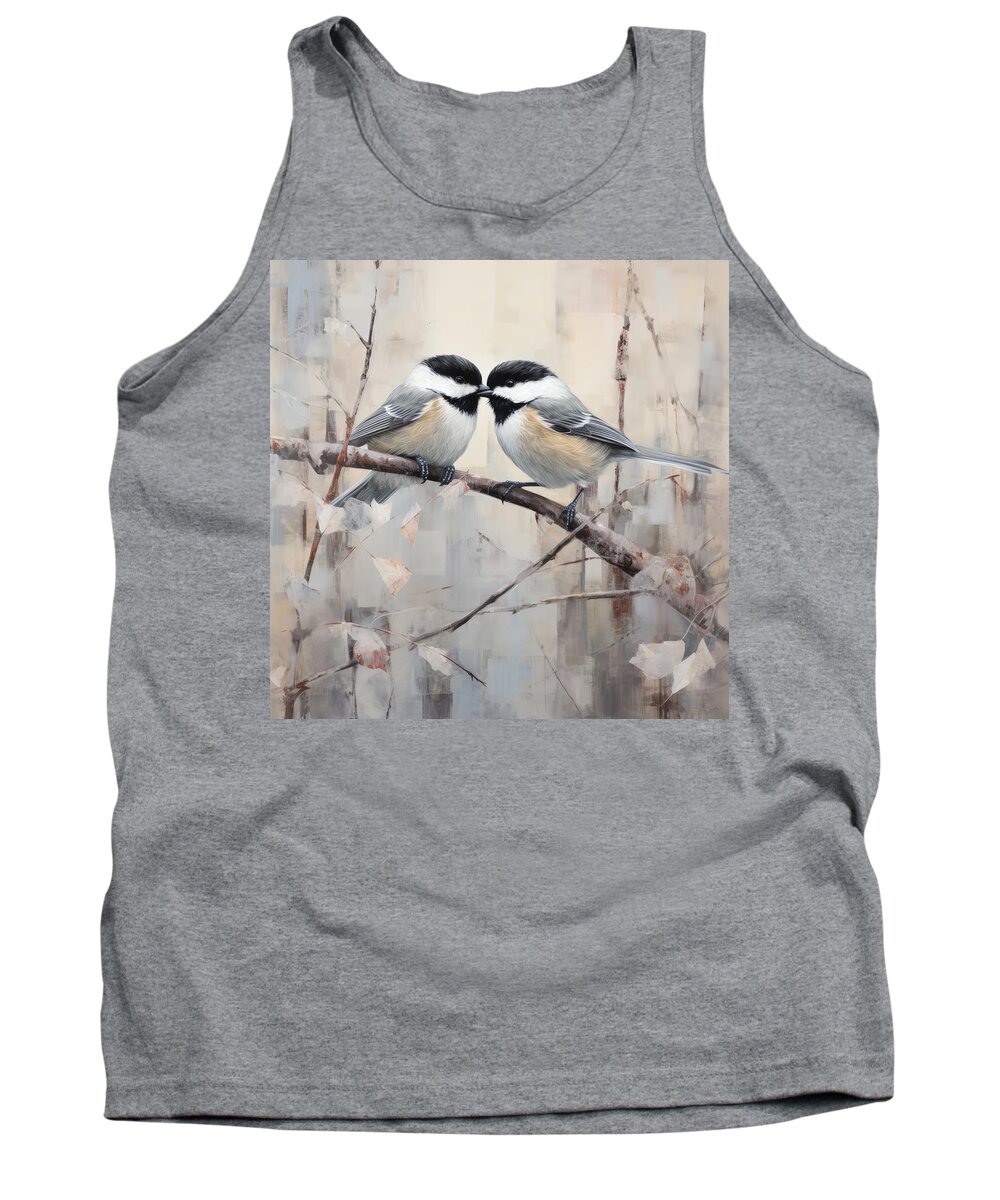 Chickadee Tank Top featuring the painting Chickadee Lovers by Lourry Legarde