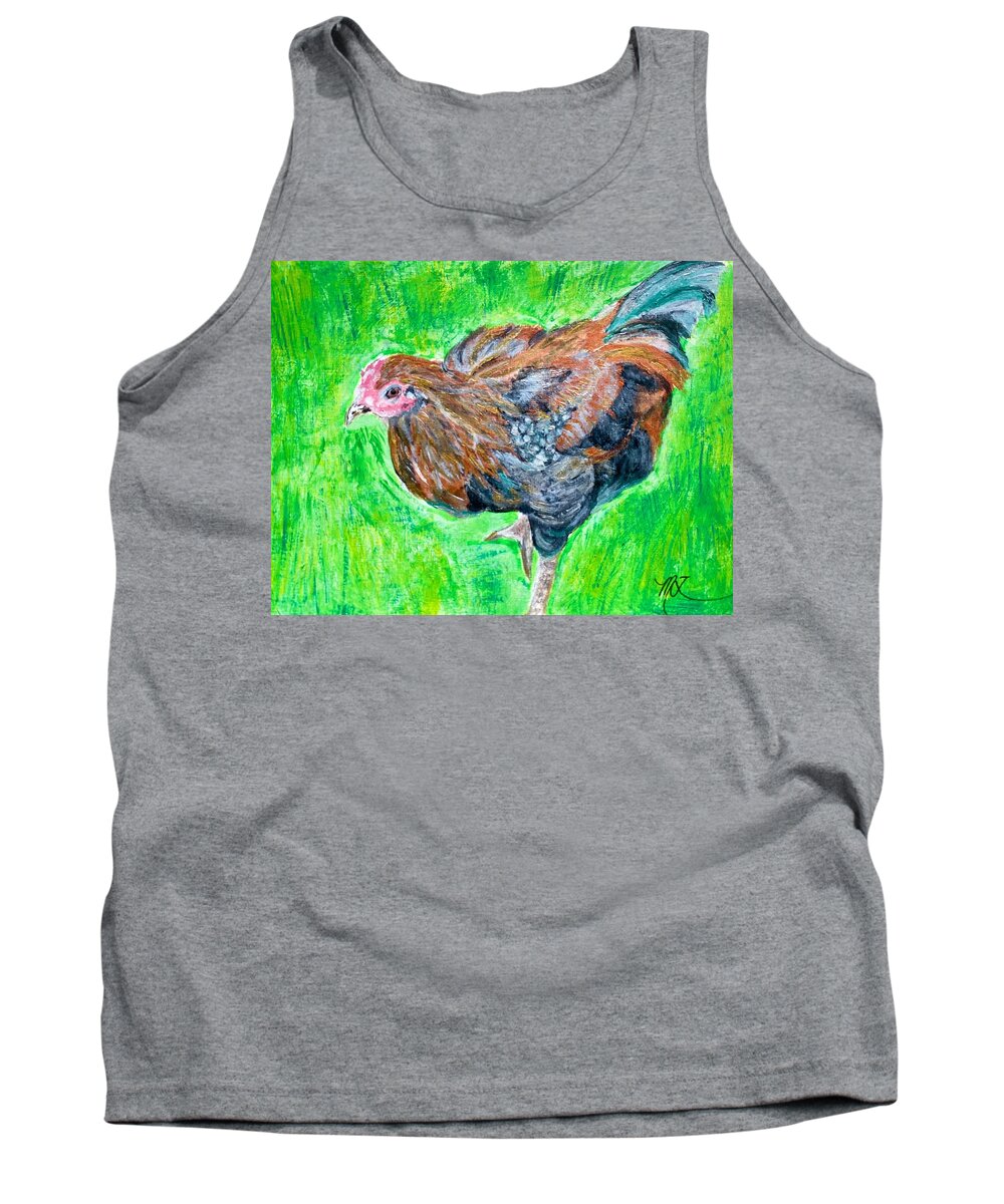 Hen Tank Top featuring the painting Chicken by Melody Fowler