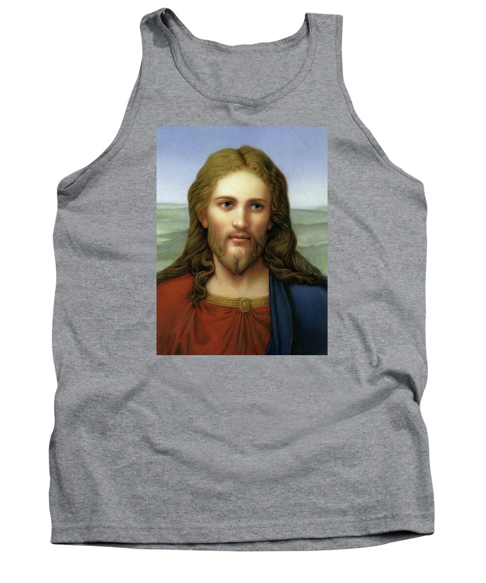 Christian Art Tank Top featuring the painting Christ in Red and Blue by Kurt Wenner