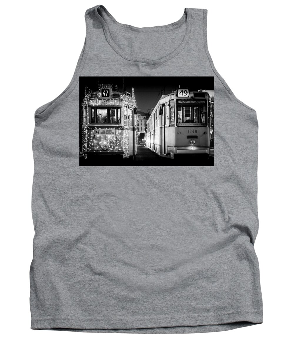 Tram Tank Top featuring the photograph Christmas Tram in Budapest by Tito Slack
