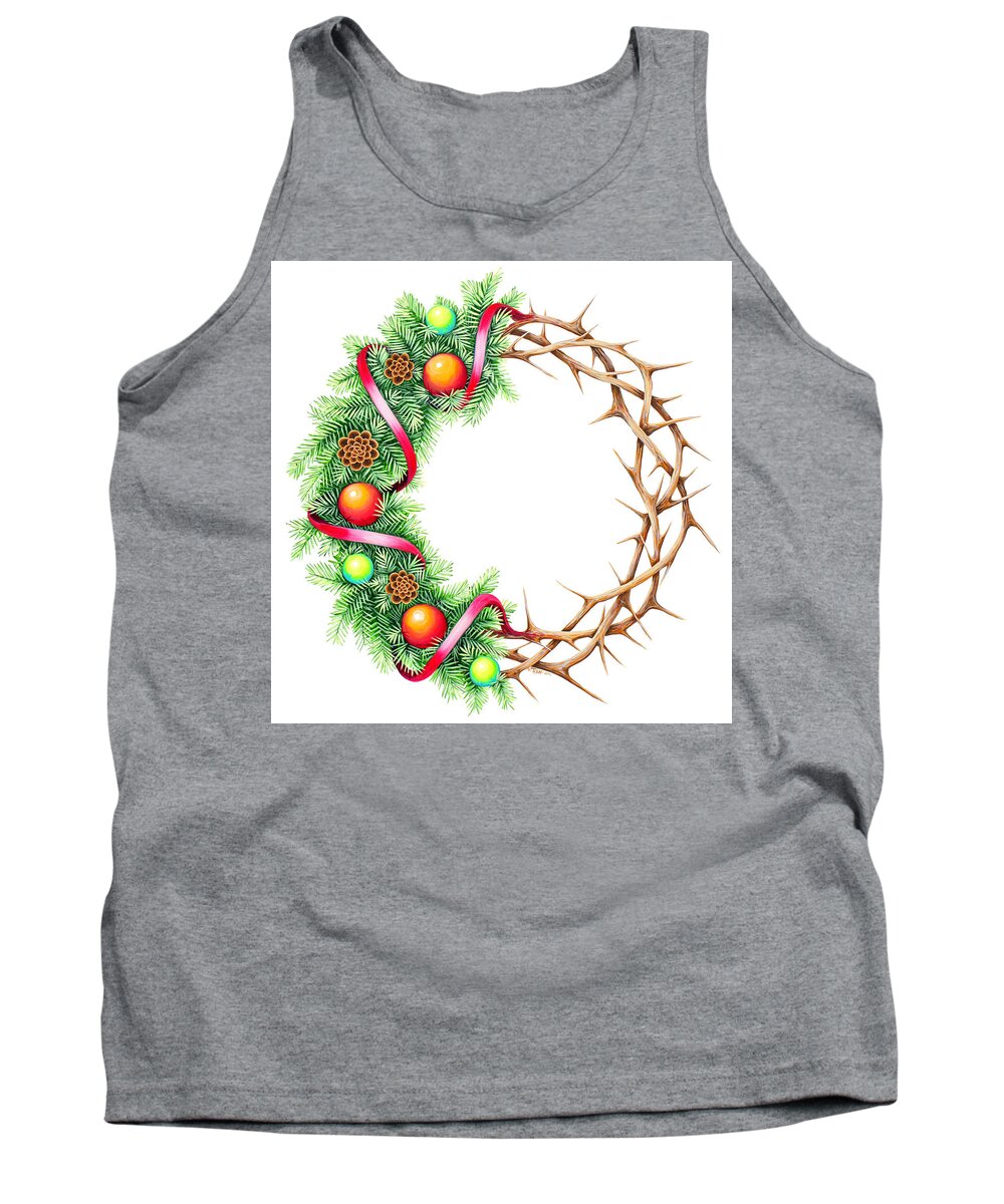 Christmas Tank Top featuring the painting Christmas wreath by Tish Wynne