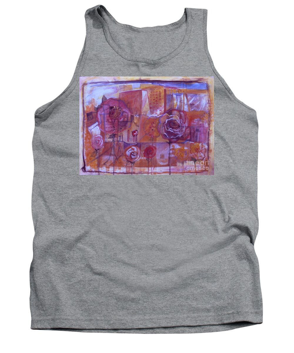 City Roses Tank Top featuring the painting City Roses by Cherie Salerno