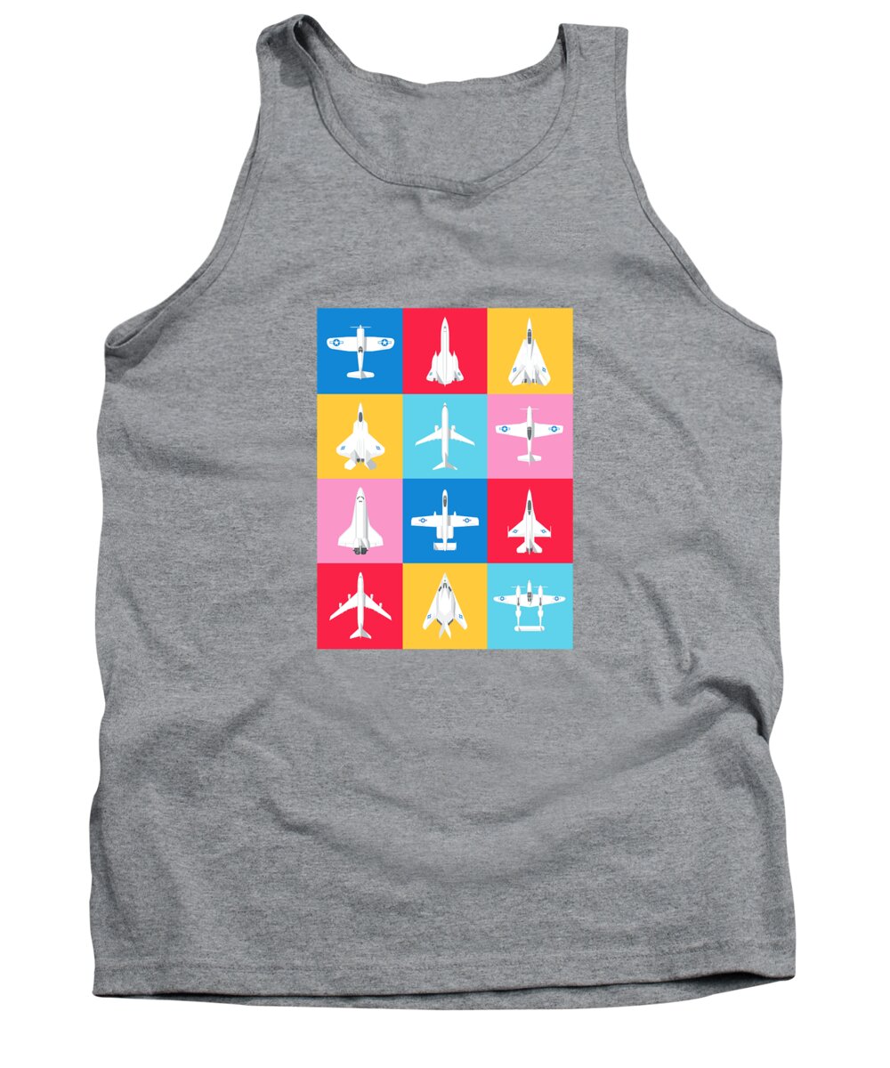 Airplane Tank Top featuring the digital art Classic Iconic Aircraft Pattern - USA by Organic Synthesis