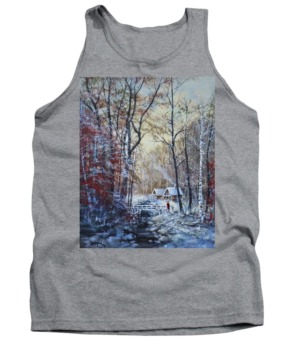 Currier And Ives Tank Top featuring the painting Classic Snow Scene by Tom Shropshire