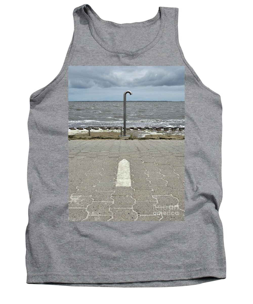 Shower On North Sea Beach In Neuharlingersiel Tank Top featuring the photograph Cold shower by Matteo Del Grosso