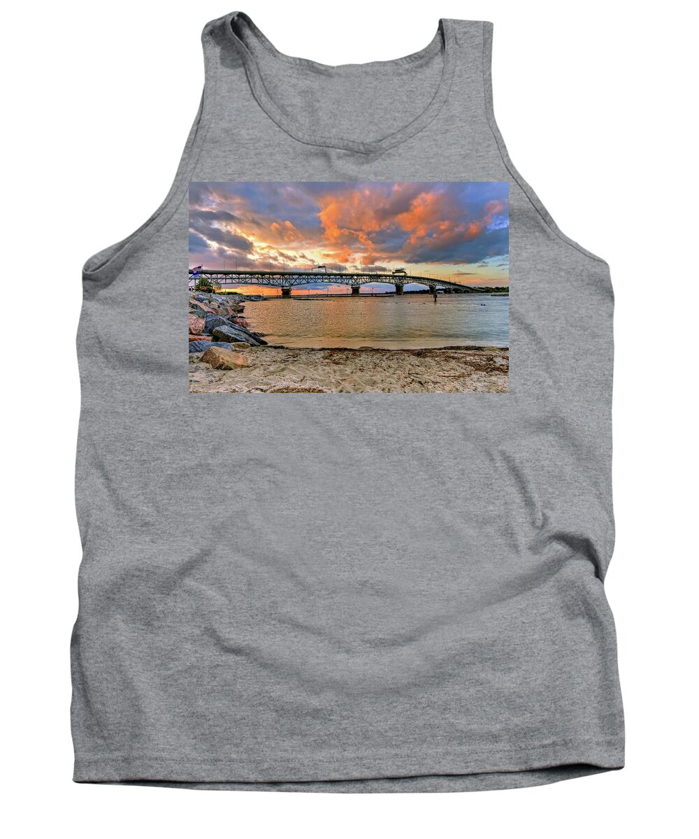 Coleman Bridge Tank Top featuring the photograph Coleman Bridge at Sunset by Jerry Gammon