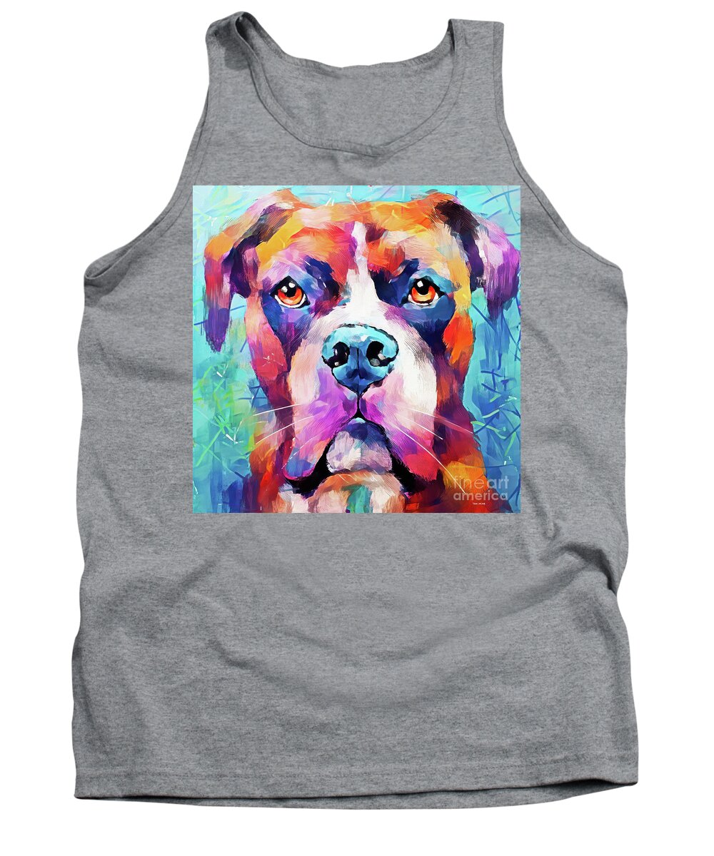 American Boxer Tank Top featuring the painting Colorful Boxer by Tina LeCour