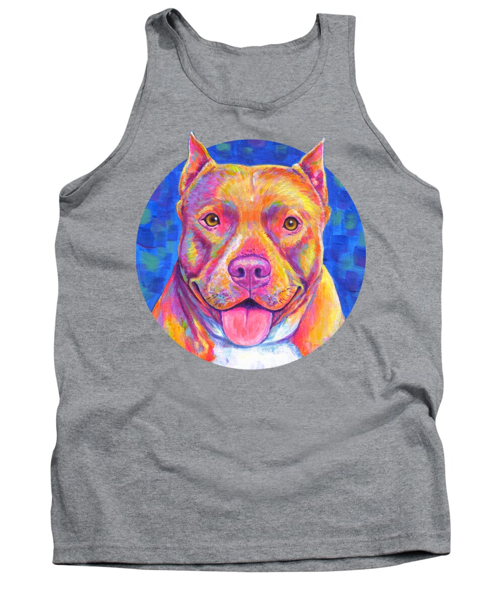 Pitbull Tank Top featuring the painting Colorful Pitbull Dog by Rebecca Wang