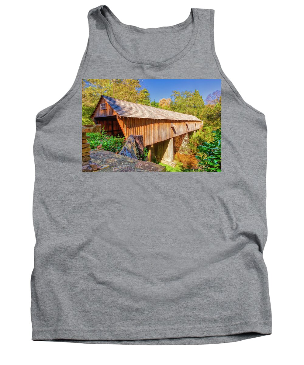 Atlanta Tank Top featuring the photograph Concord Covered Bridge Caretaker View by Donna Twiford