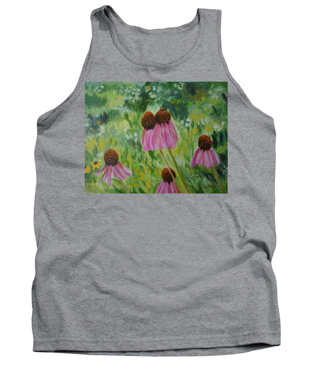 Coneflower Tank Top featuring the painting Coneflower Visitor by Julie Brugh Riffey