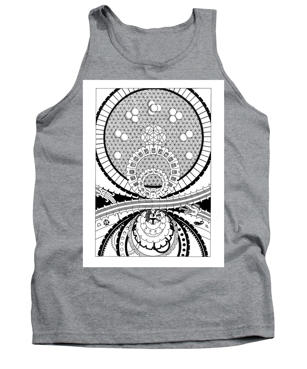 Time Tank Top featuring the drawing Cosmic Time by Trevor Grassi