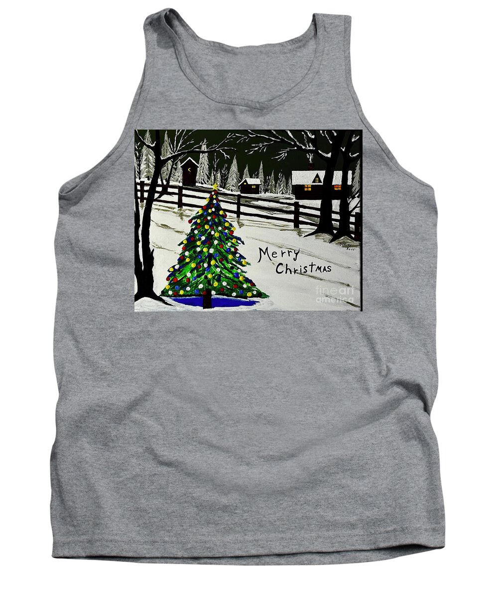 Country Tank Top featuring the painting Country Christmas Tree by Jeffrey Koss