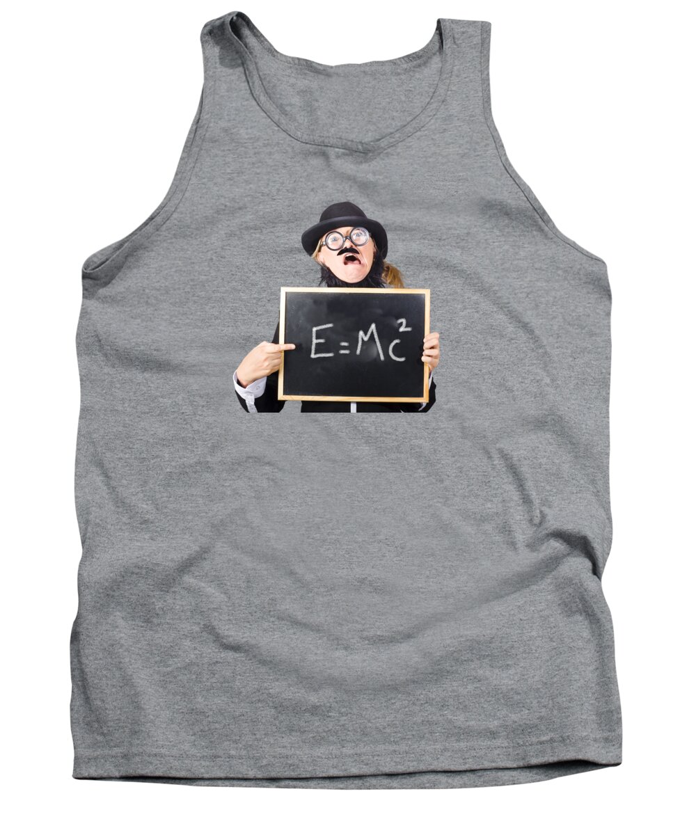 Science Tank Top featuring the photograph Crazy teacher with chalkboard by Jorgo Photography