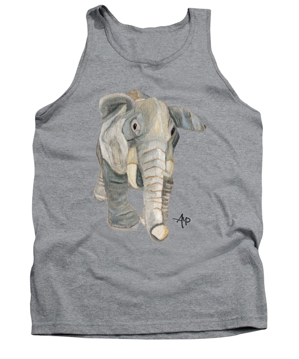 Elephant Tank Top featuring the painting Cuddly Elephant Watercolor by Angeles M Pomata