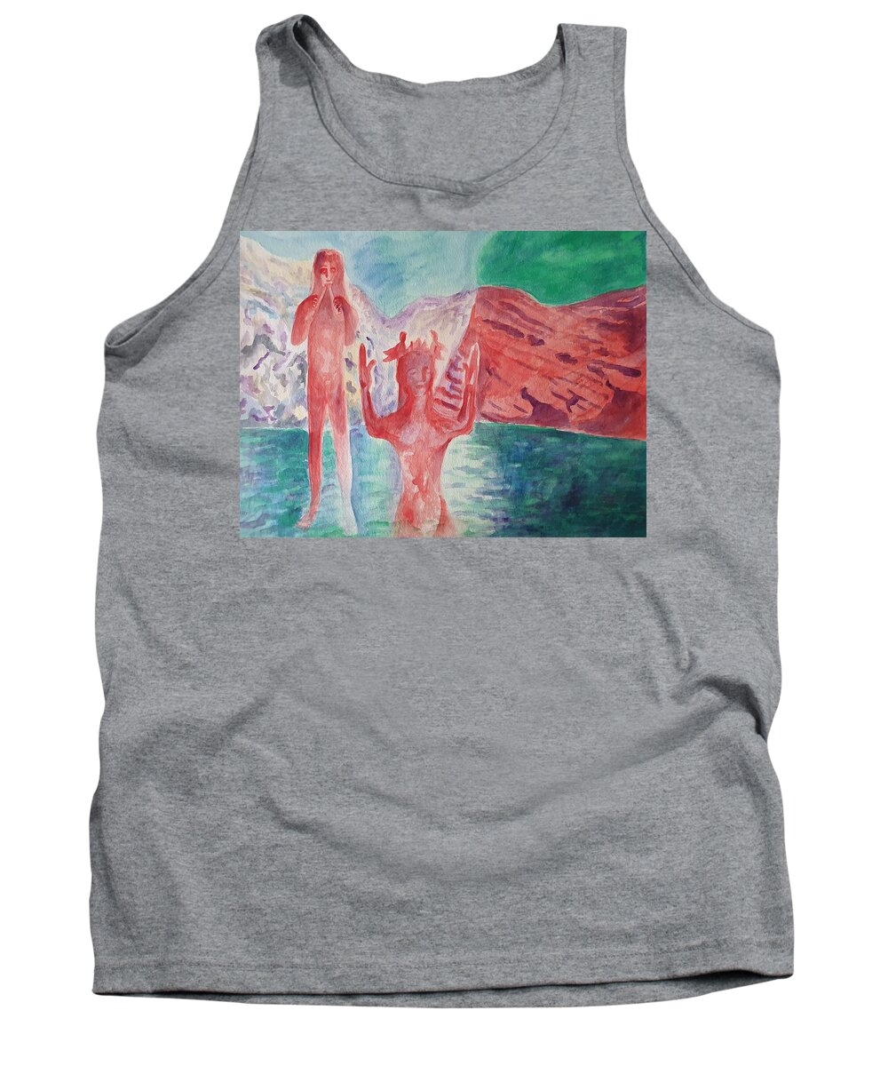 Sculpture Tank Top featuring the painting Cycladic Tune by Enrico Garff