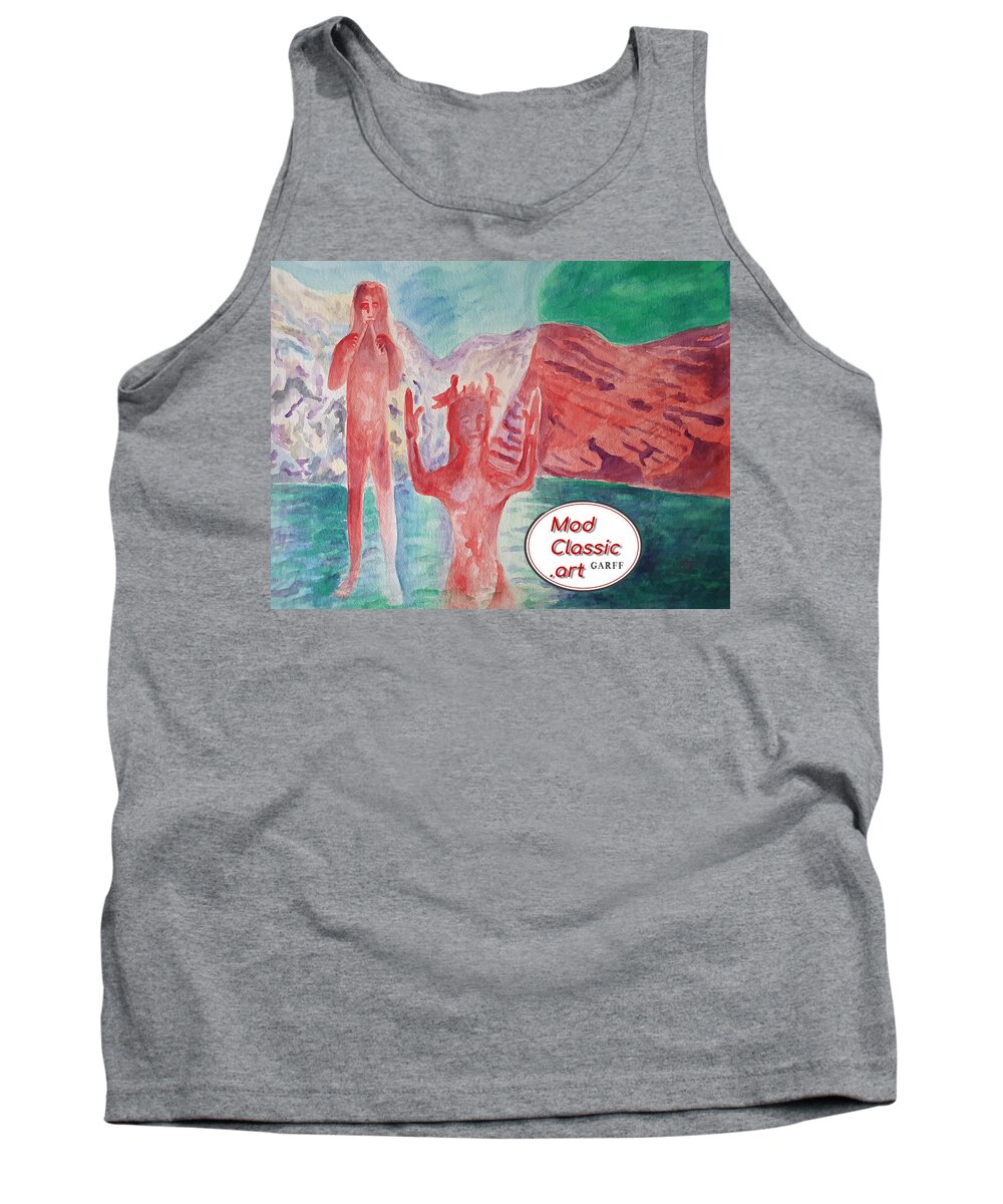 Sculpture Tank Top featuring the painting Cycladic Tune ModClassic Art by Enrico Garff