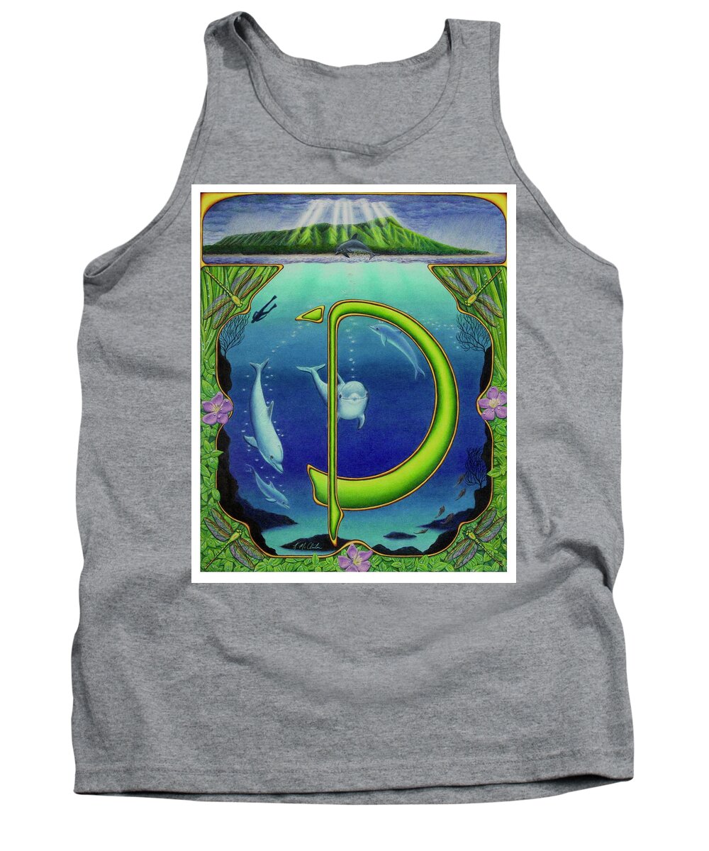 Kim Mcclinton Tank Top featuring the drawing D is for Dolphin by Kim McClinton