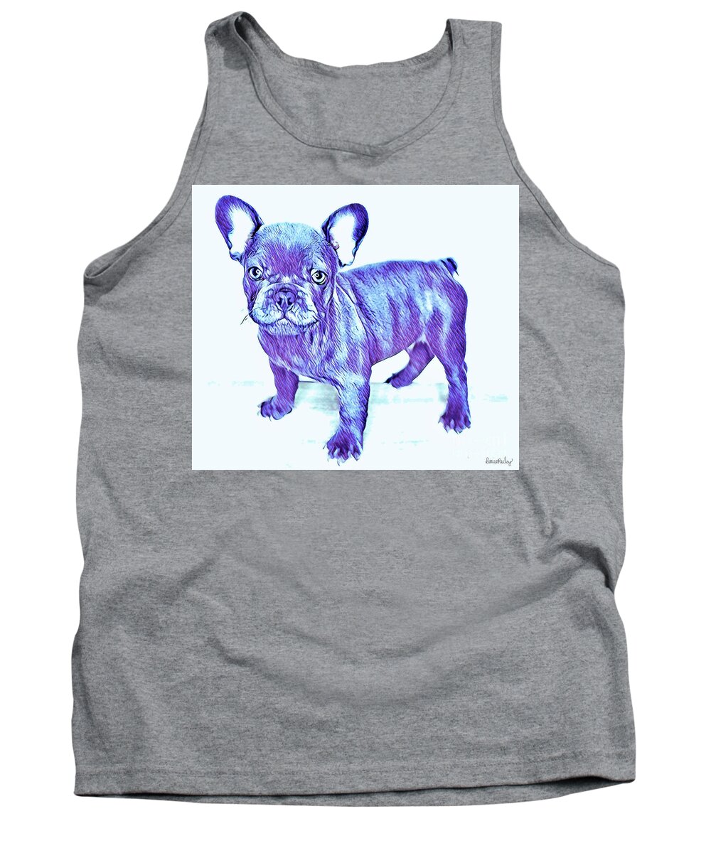 Blue French Bulldog. Frenchie. Dog. Pets. Animals. Tank Top featuring the digital art Da Ba Dee by Denise Railey