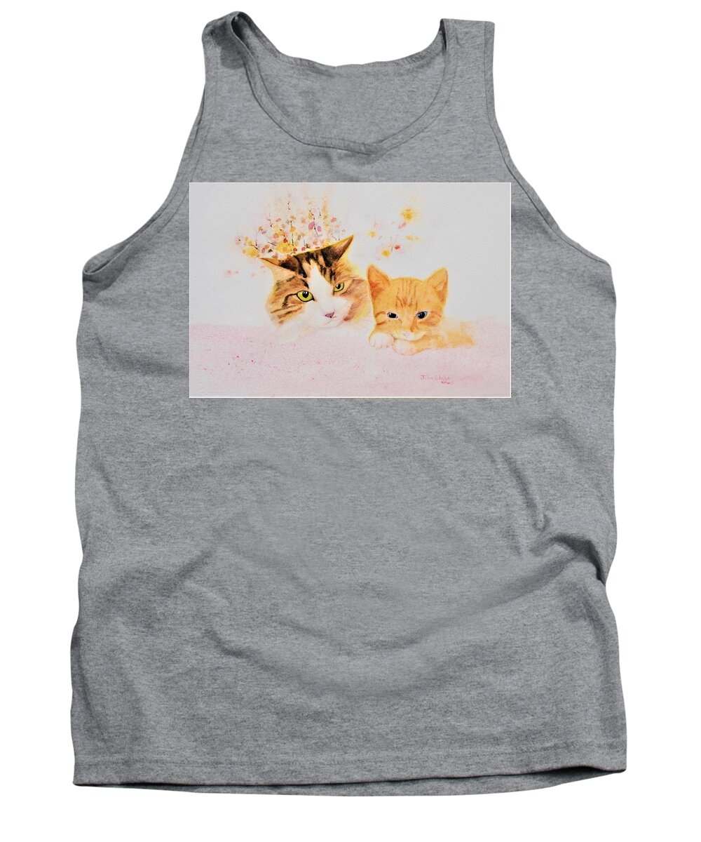 Two Cats Tank Top featuring the painting Da Cats by John Glass