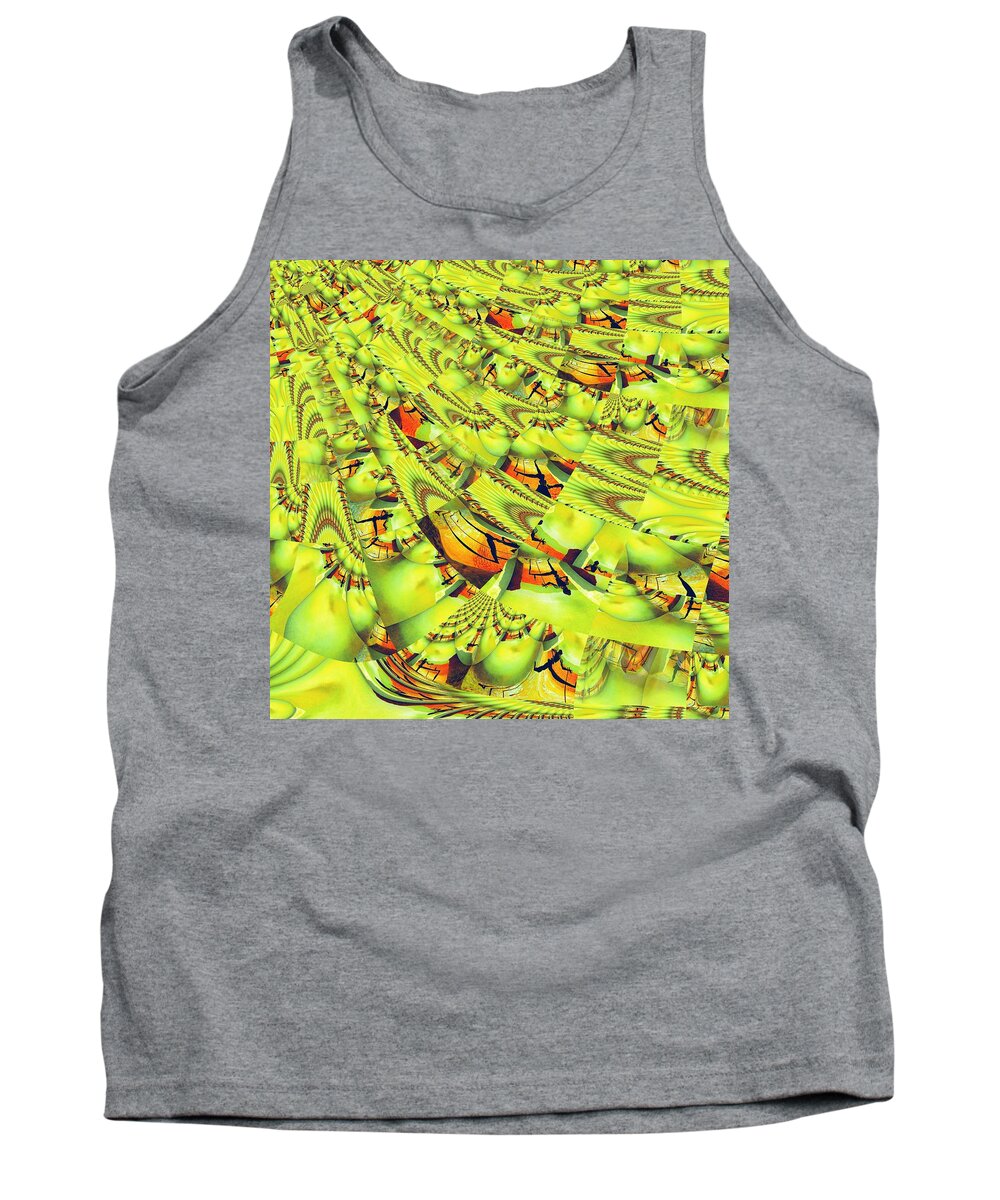 Fractal Tank Top featuring the mixed media Dali Lemon Lime by Stephane Poirier