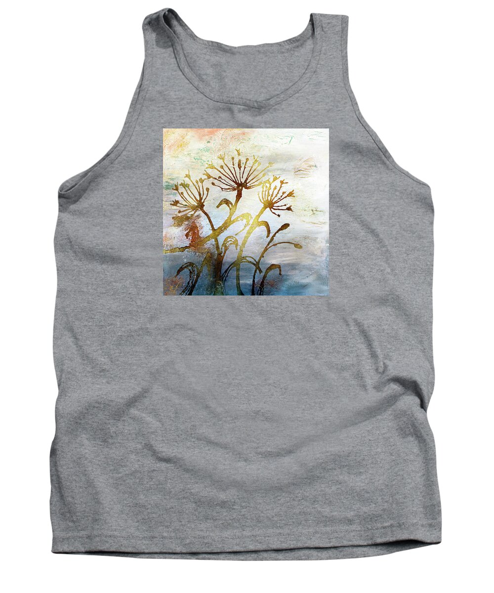 Dandelion Tank Top featuring the painting Dandelion Silhouette at Sunset by Joanne Herrmann