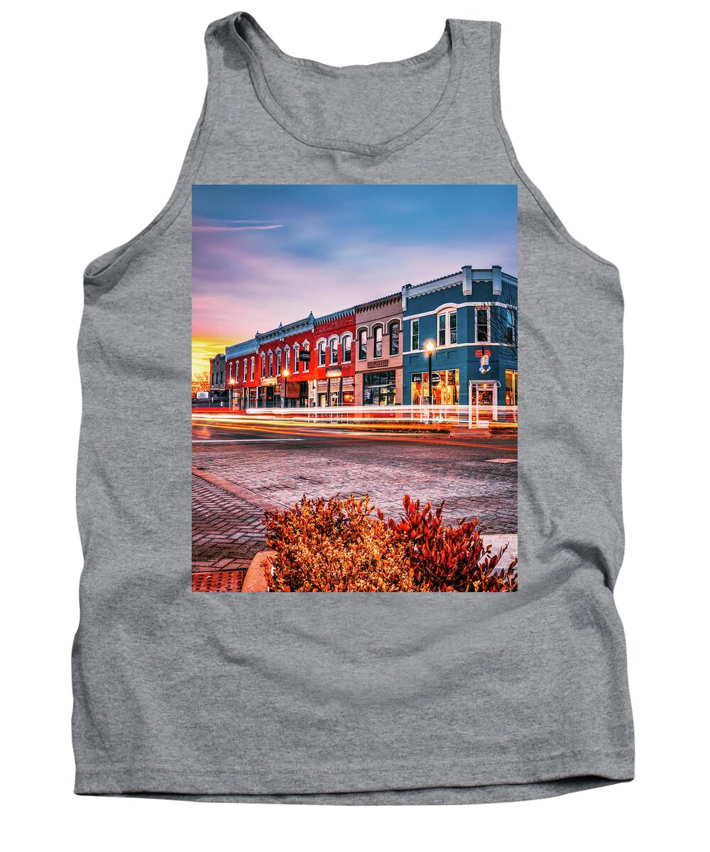 Bentonville Arkansas Tank Top featuring the photograph Dawn Of A New Day - The Colorful Skyline Of Downtown Bentonville by Gregory Ballos