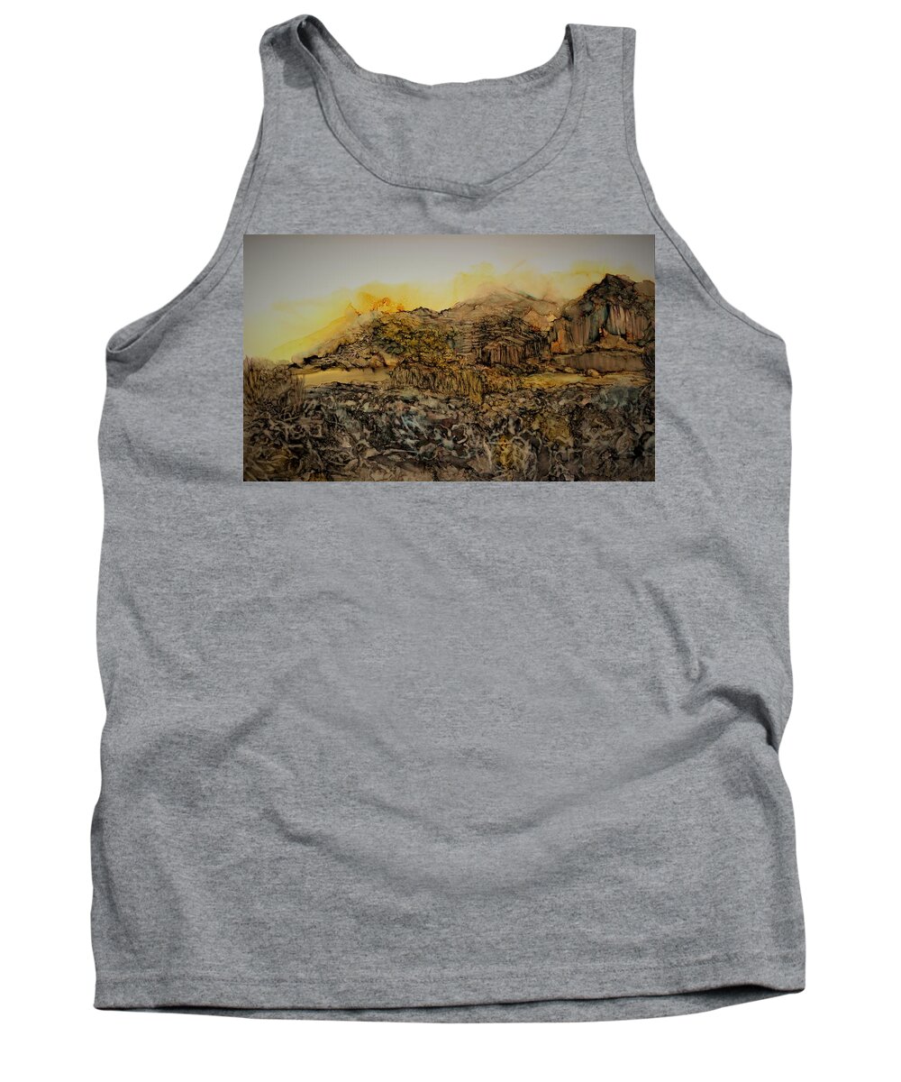 Reflection Tank Top featuring the painting Daybreak at the Old Mill by Angela Marinari
