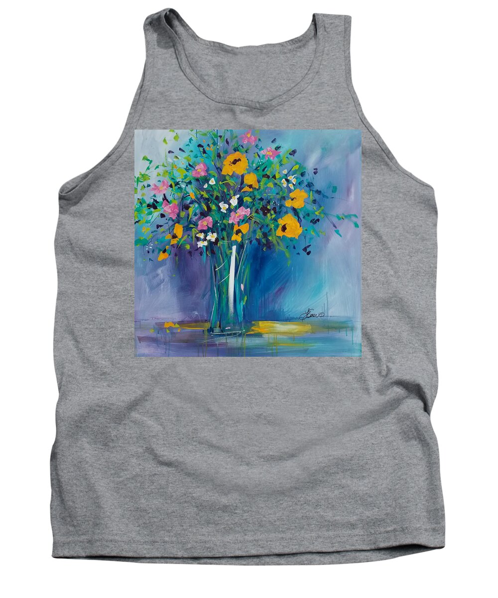 Floral Tank Top featuring the painting Delightful by Terri Einer
