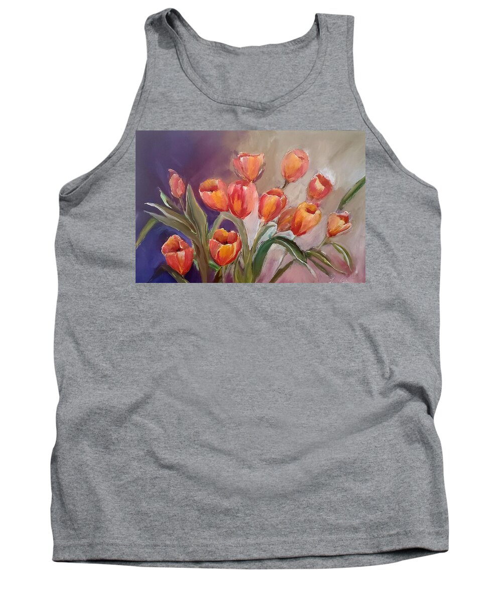 Tulips Tank Top featuring the painting Delightful Tulip Acrylic Study by Lisa Kaiser