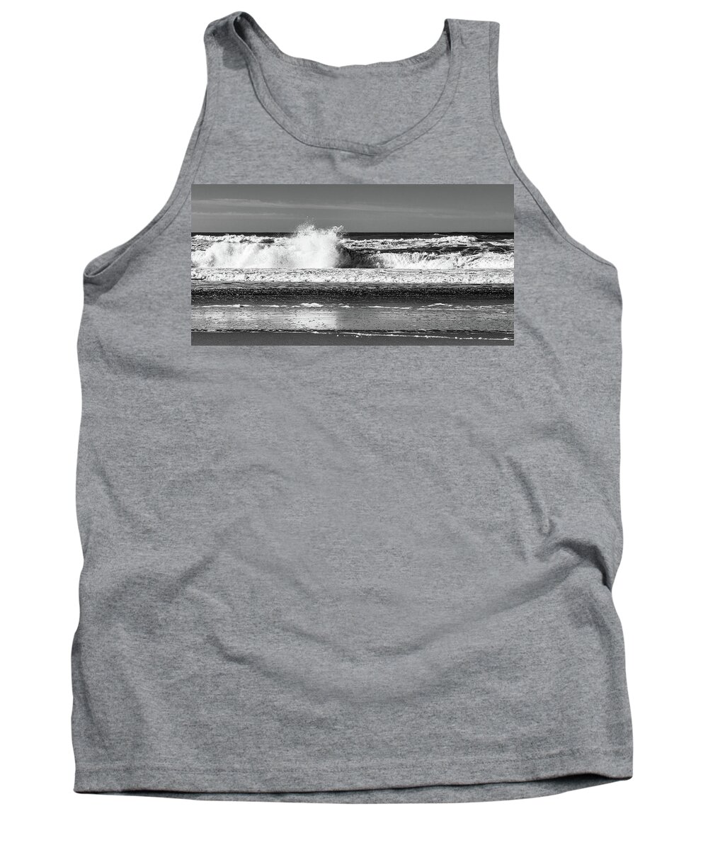 Landscape Tank Top featuring the photograph Depoe Bay Black and White by Claude Dalley