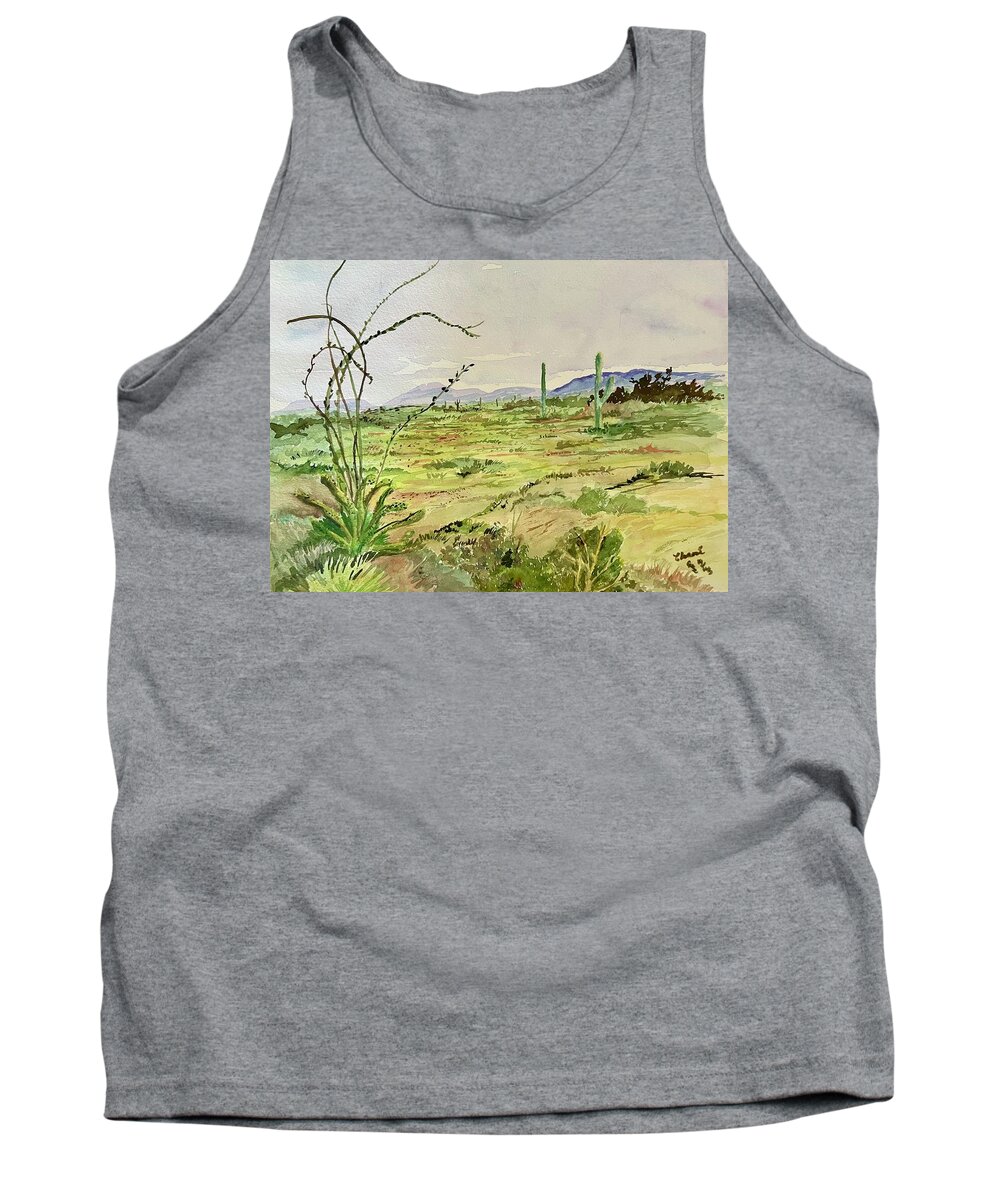 Dessert Tank Top featuring the painting Desert Vista by Charme Curtin