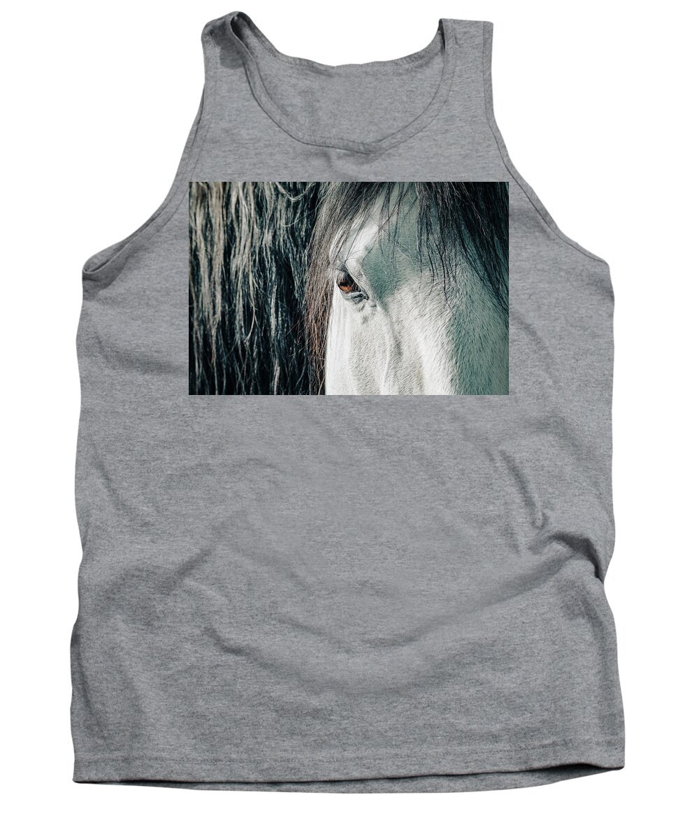 Beauty In Nature Tank Top featuring the photograph Details of horse's head by Benoit Bruchez