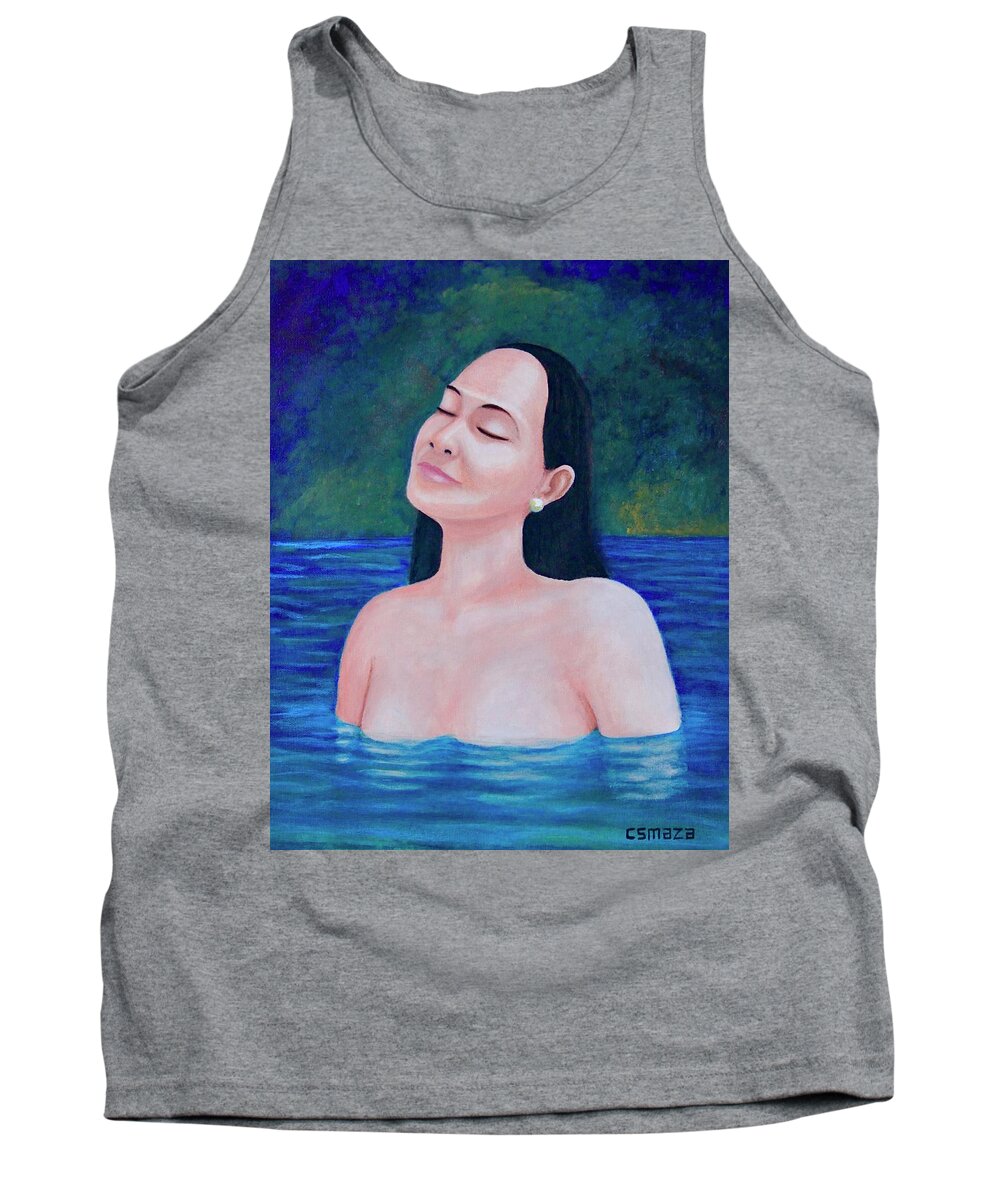 Dipping Tank Top featuring the painting Dipping by Cyril Maza