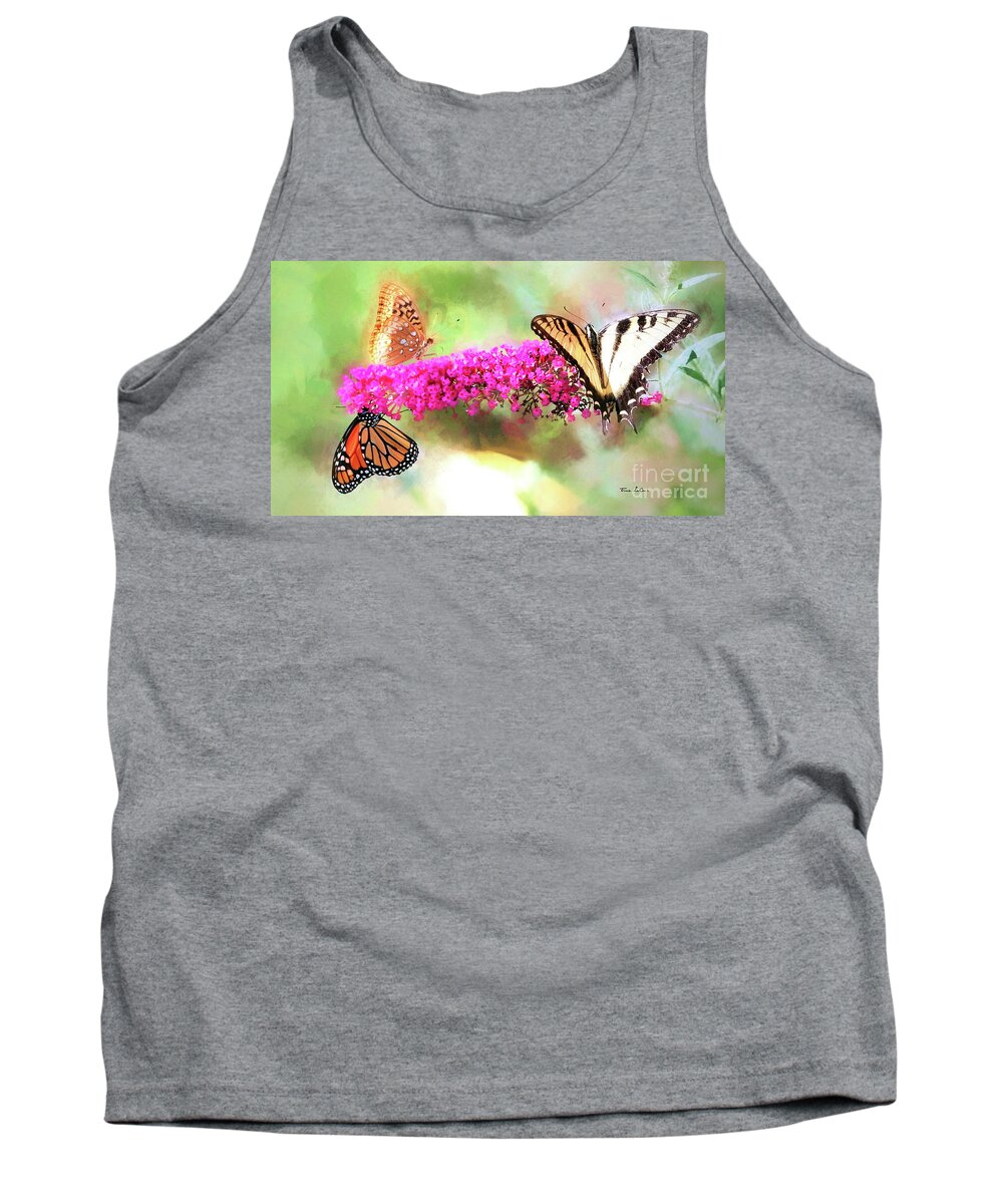 Butterfly Tank Top featuring the mixed media Divine Diversity by Tina LeCour
