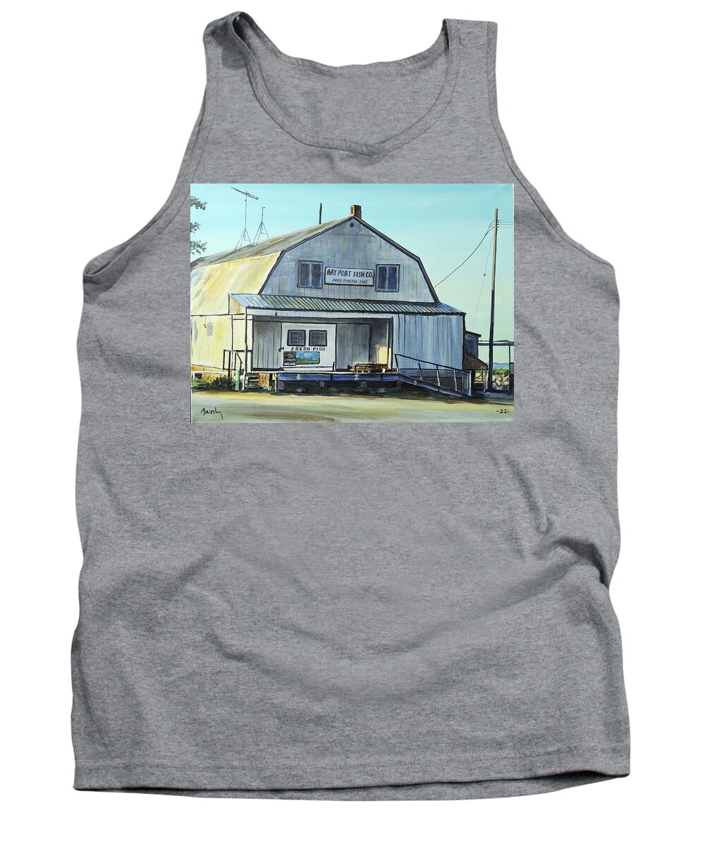 Bay Port Michigan Tank Top featuring the painting Done For Today by William Brody