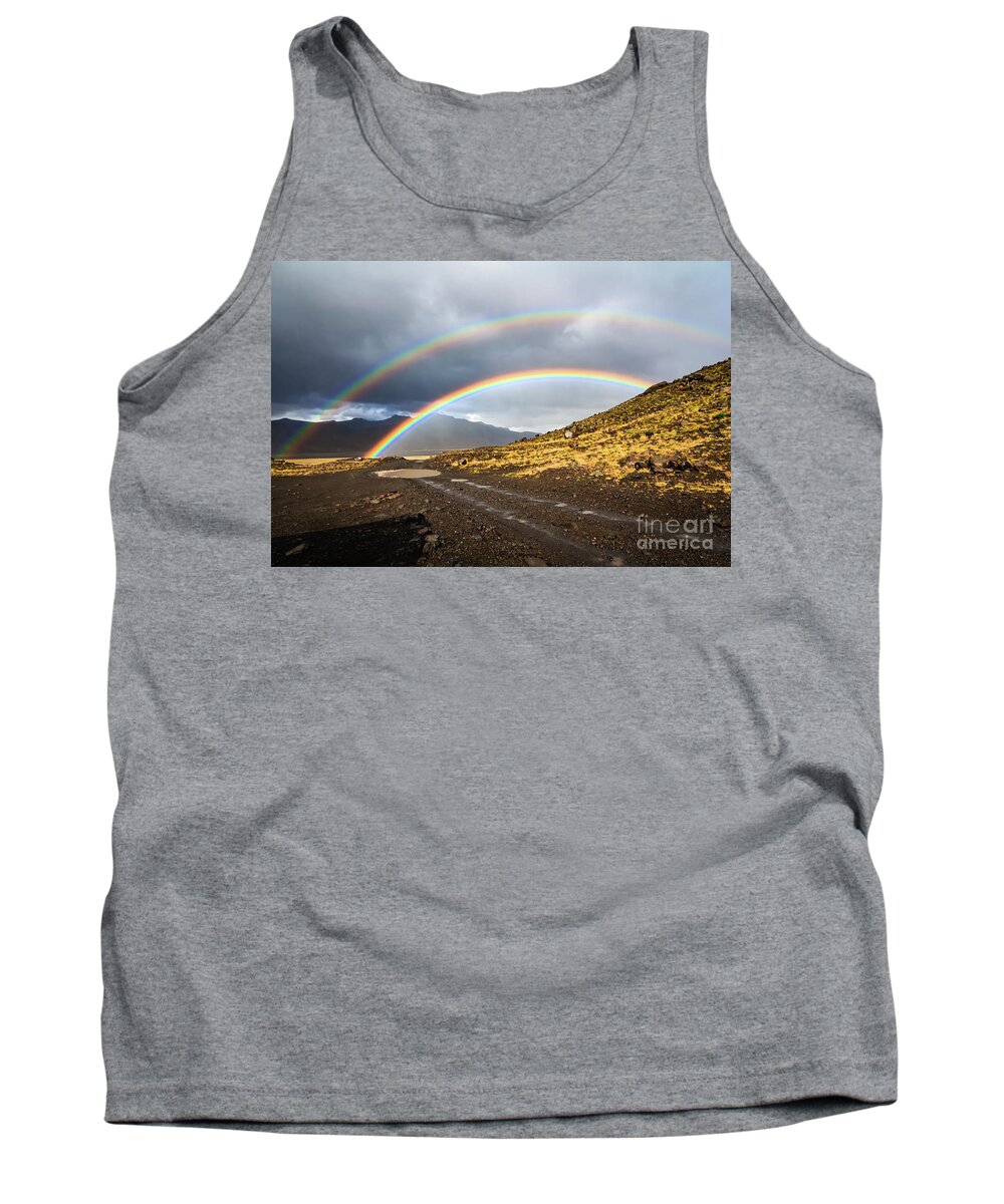 Rainbow Tank Top featuring the photograph Double rainbow by Lyl Dil Creations