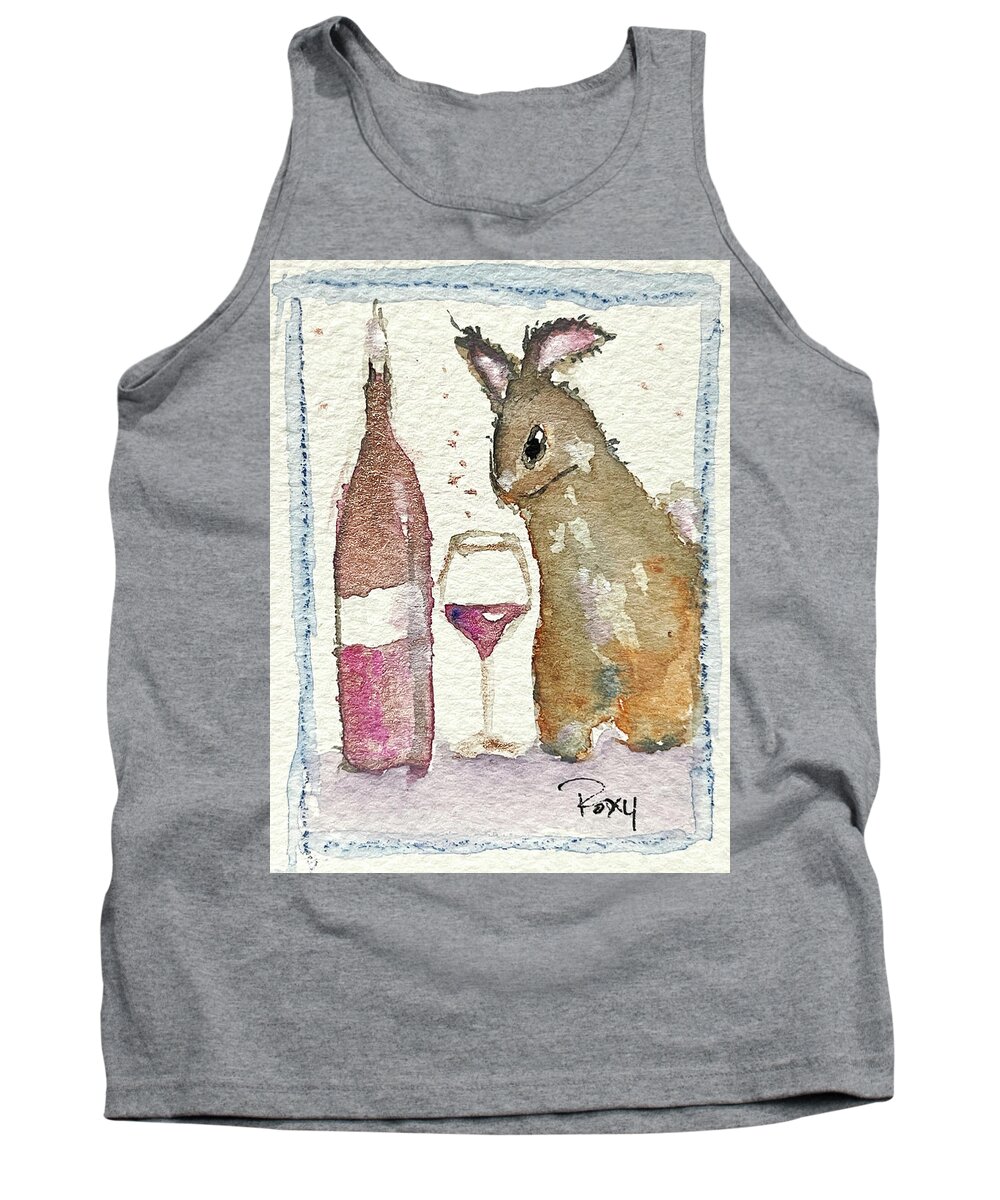 Bunny Tank Top featuring the painting Drunk Bunny by Roxy Rich