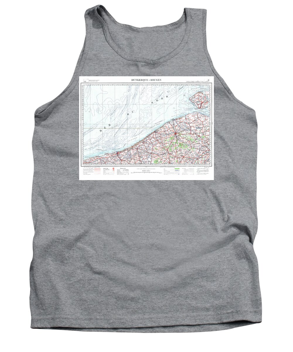 Dunkirk Tank Top featuring the photograph Dunkirk France Map 1898 by Pete Klinger