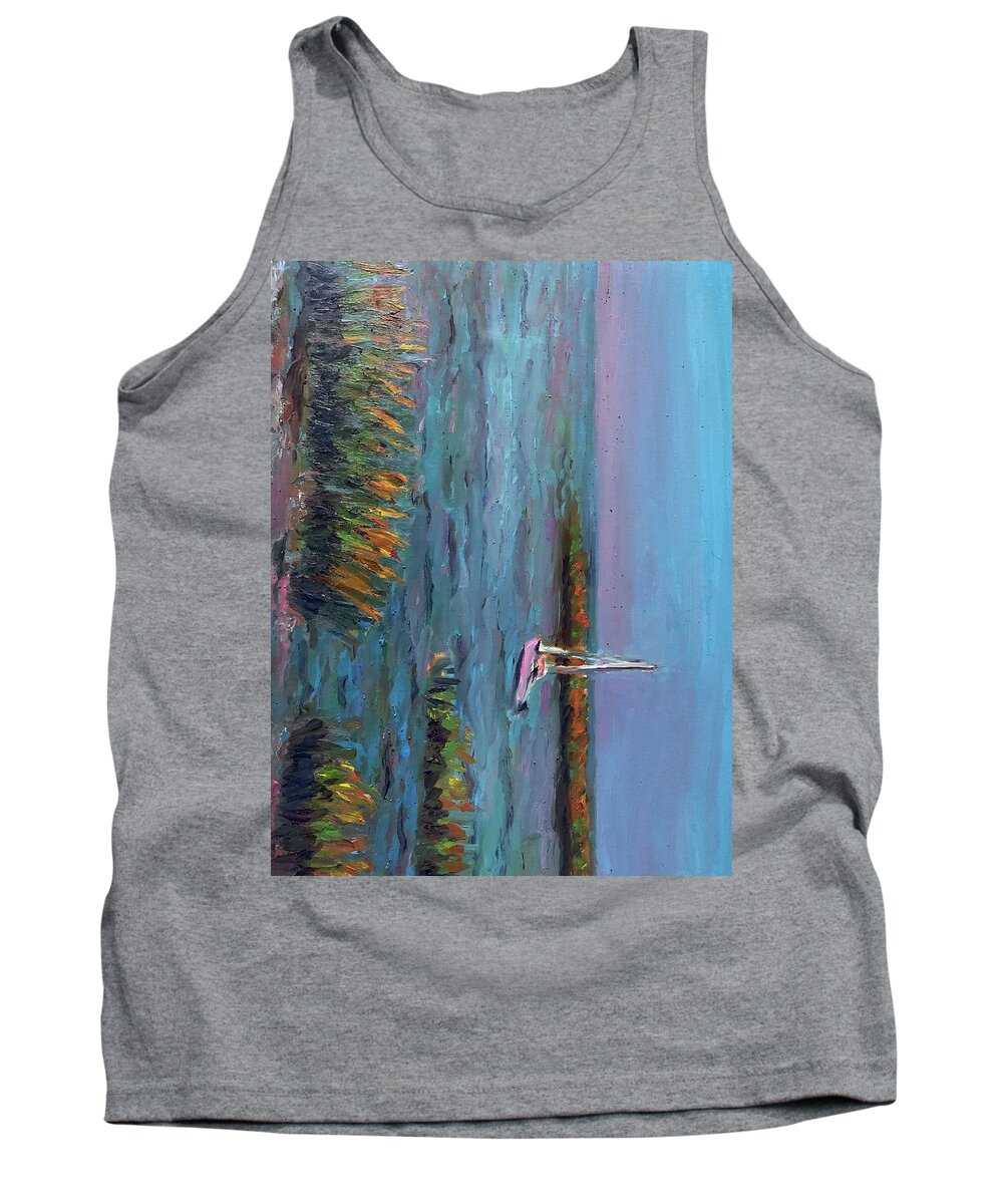 Cape Cod Beach Eastham Sailboat Tank Top featuring the painting Eastham beach by Beth Riso