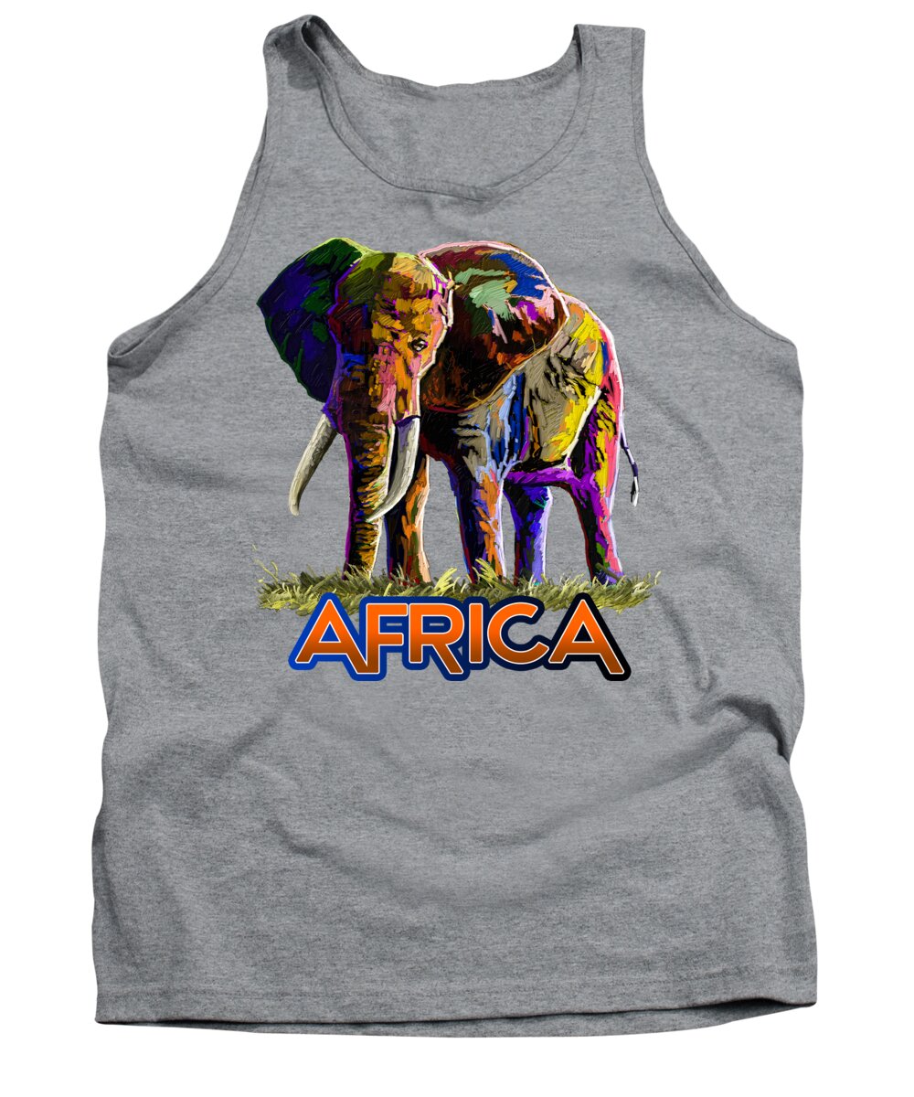 Elephant Tank Top featuring the painting Elephant Power by Anthony Mwangi