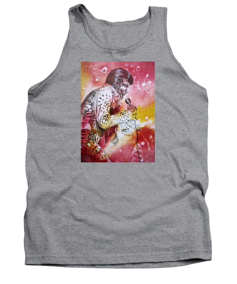 The King Tank Top featuring the drawing Elvis by Pamela Kirkham
