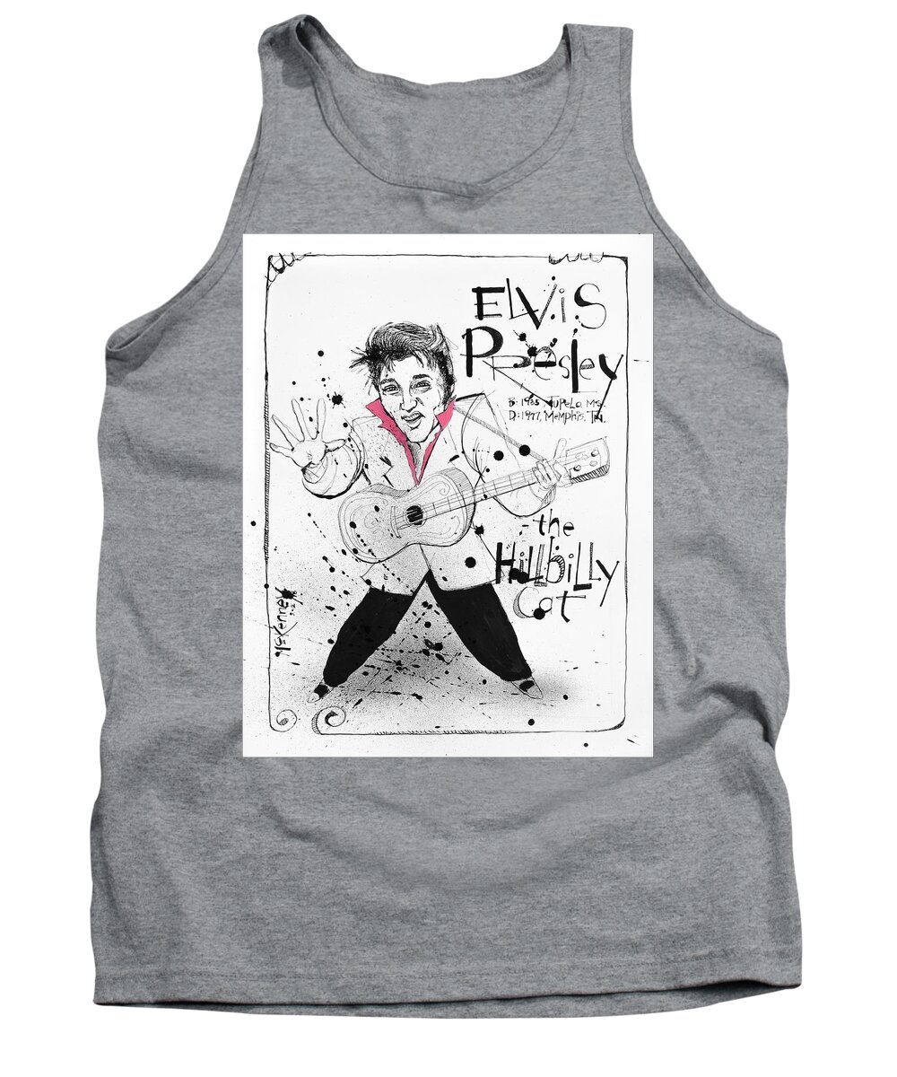  Tank Top featuring the drawing Elvis Presley by Phil Mckenney