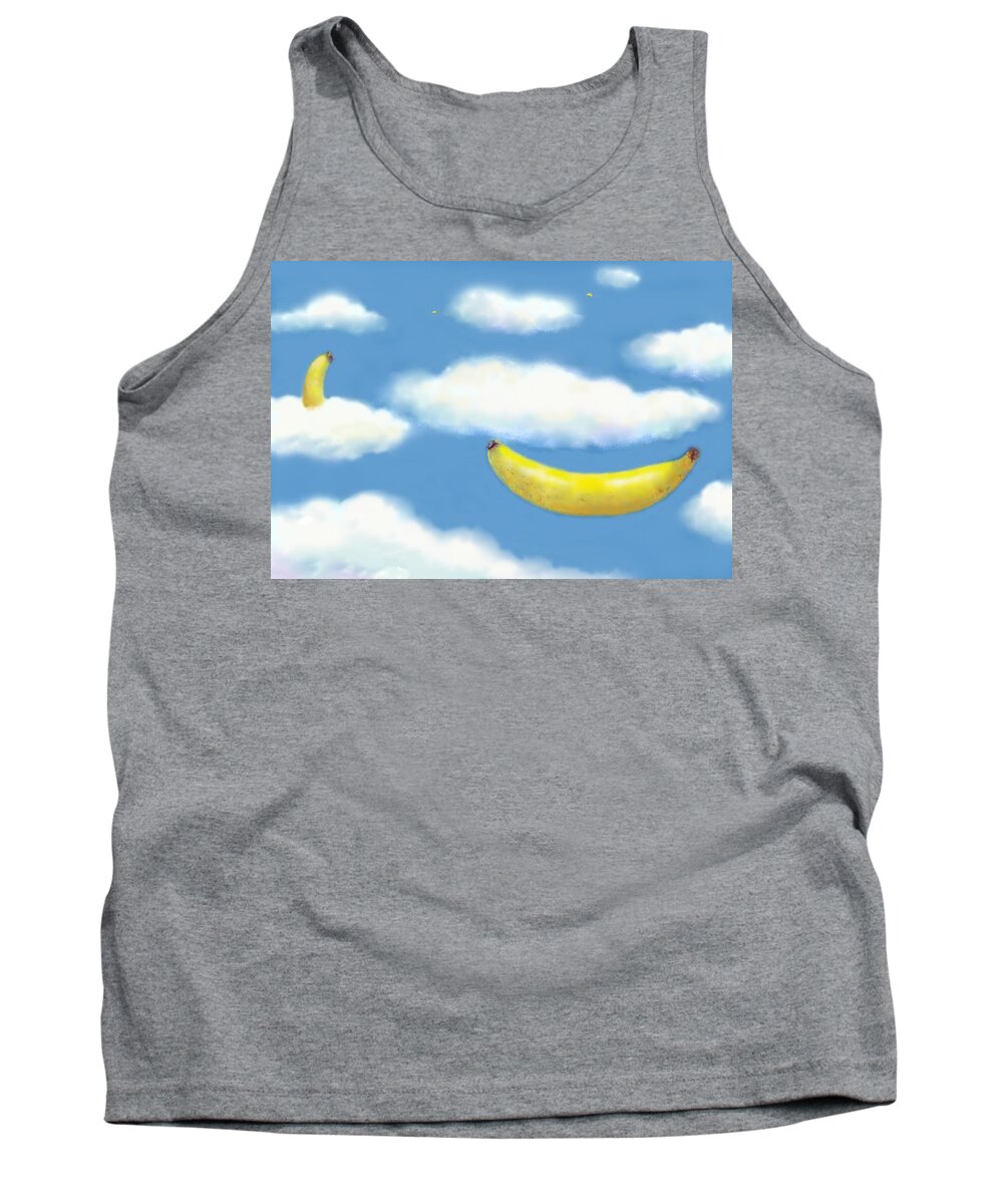 Clouds Tank Top featuring the pastel Falling Bananas thru Clouds by Mary Ann Leitch